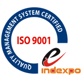 ISO 9001 quality management system certification logo with Indexpo logo.
