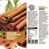 Hatton Tea Co. Ceylon Cinnamon black tea packaging with cinnamon sticks and leaves.