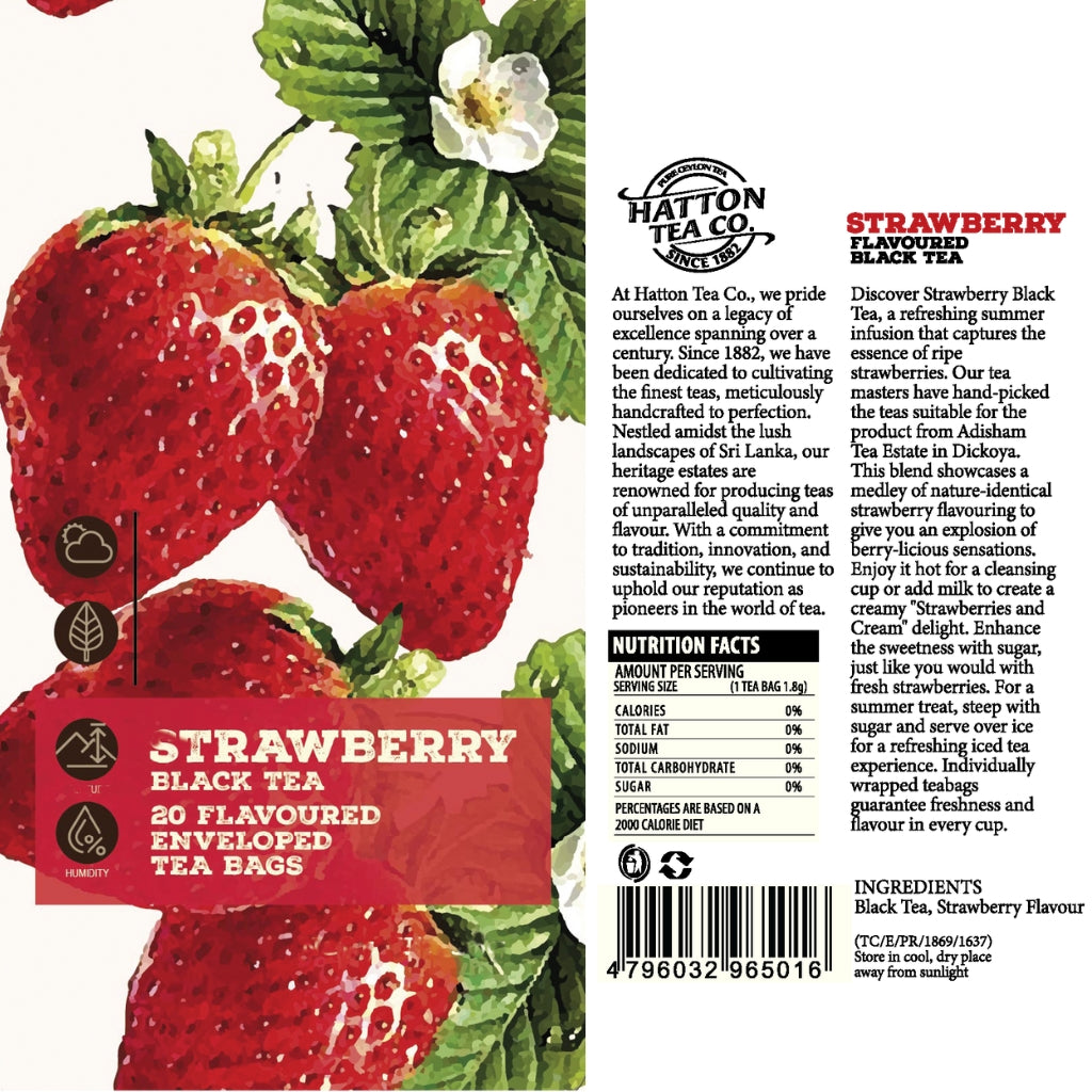 Strawberry Black Tea - 20 Flavored Envelope Tea Bags