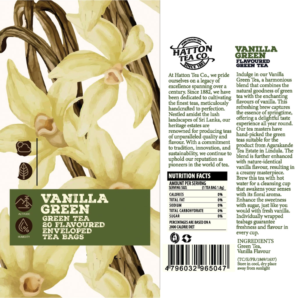 Vanilla Green - 20 Flavored Envelope Tea Bags