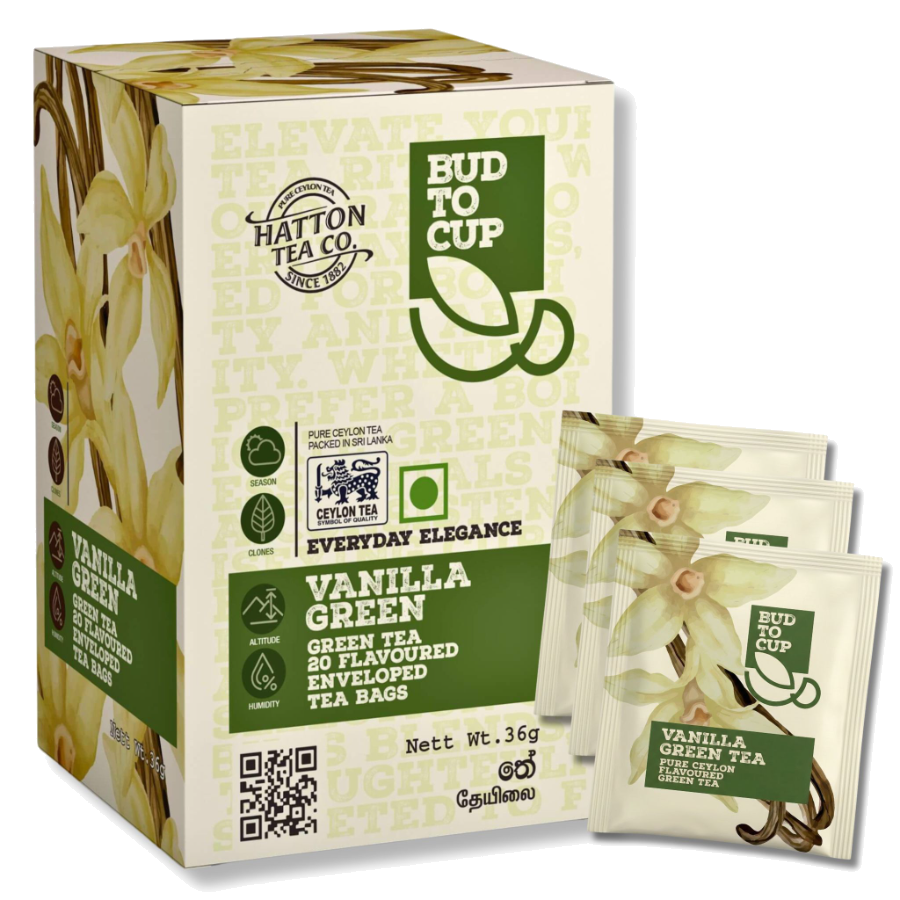 BUD TO CUP Vanilla Green Tea carton